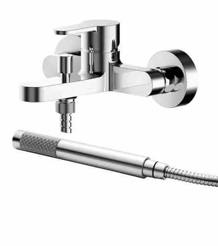 Balterley Single Lever Round Bath Mixer Tap with Shower Kit, Chrome, W/D/H: 18.0 x 19.0 x 1.71 cm – 1