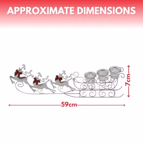 Marco Paul Interiors Silver Sleigh Reindeer Glass Tealight Holder Christmas Table Centrepiece – 3