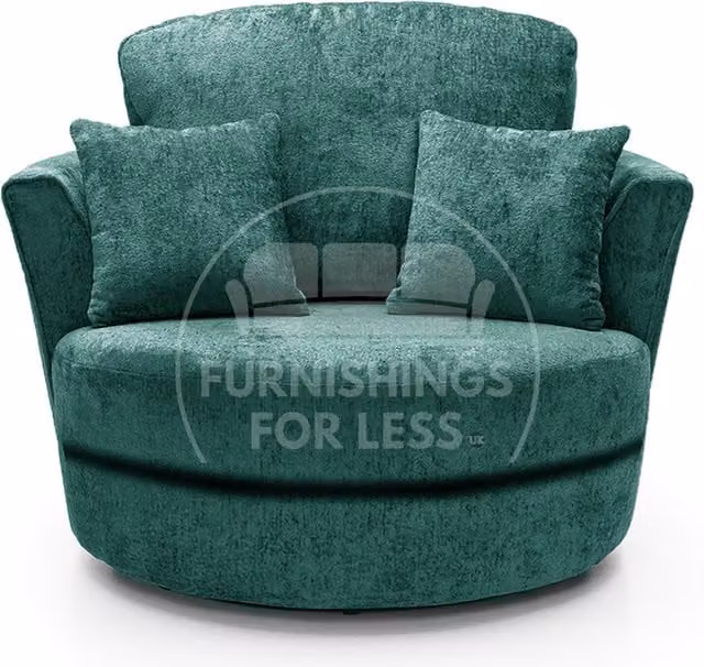 Furnishings For Less UK Monaco Chenille Fabric Swivel Chair in Petrol Blue – 1