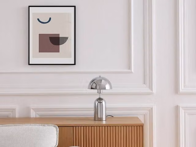 Vente-unique Brushed Brass Mushroom Table Lamp in Silver, Diameter: 20 cm, Height: 35.5 cm