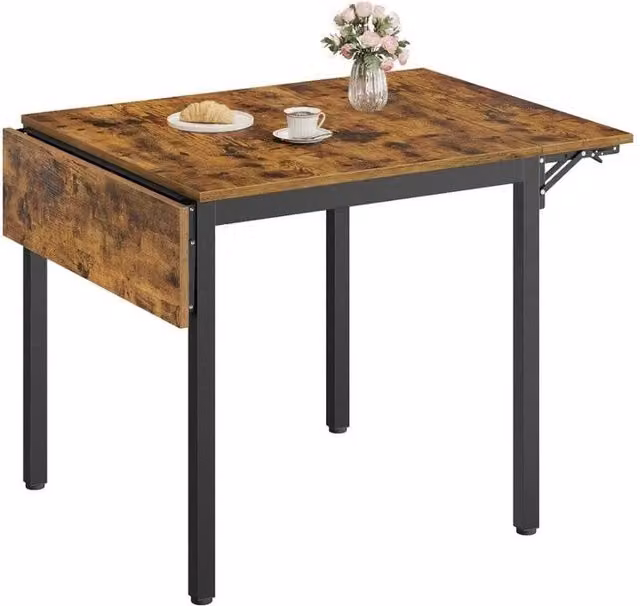 VOGREX Brown Extendable Dining Table with Butterfly Drop Leaf Top, W/D/H: 120 x 78 x 76.2 cm – 1