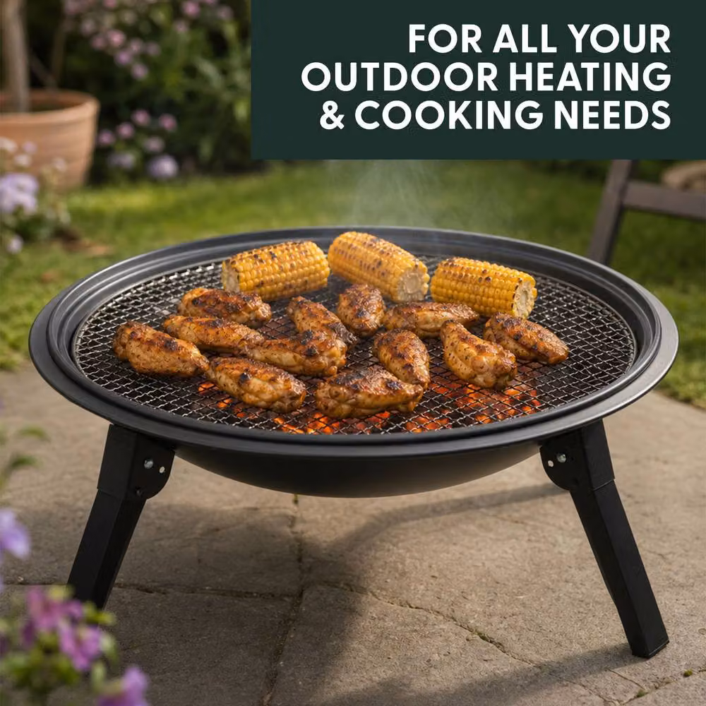 Keplin Stainless Steel Portable Folding Fire Pit with Lid and Carry Bag in Black – 3