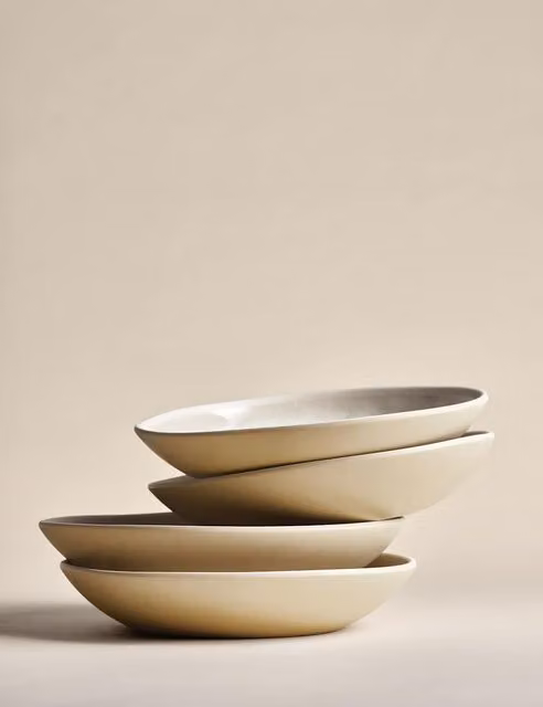 M&S Set of 4 Beige Melamine Reactive Picnic Pasta Bowls