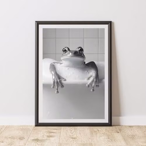 60 Second Makeover Frog In The Bath Animal Print Paper Poster, A4