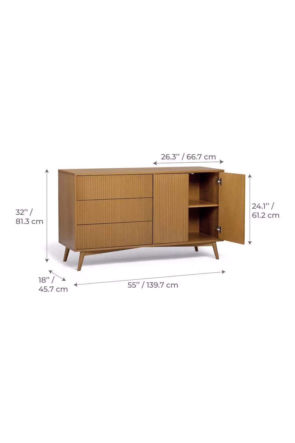 Teamson Home Tremolo Acacia Wood Sideboard in Sand and Brown, W: 140 cm, D: 45.72 cm, H: 81.28 cm – 4