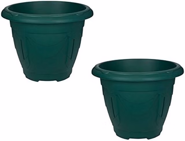 Whitefurze Green Round Venetian Decorative Plastic Garden Planter Pot, Diameter: 43 cm