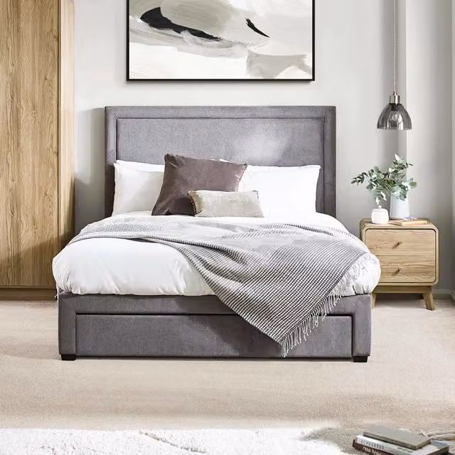 Julian Bowen Mayfair Upholstered 4 Drawer Storage Bed in Grey, W/D/H: 140 x 200 x 180 cm