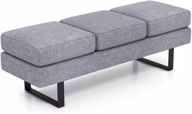 COSTWAY Grey Upholstered Straight Reception Bench with Metal Frame