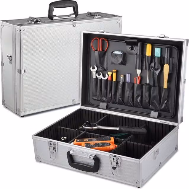 Marco Paul Aluminium Lockable Tool Storage Case in Silver, Width: 50 cm – 1