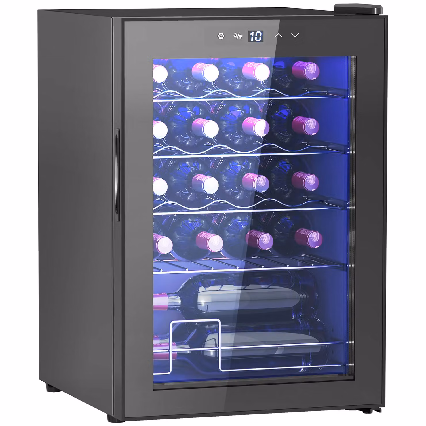 HOMCOM Wine Cooler Fridge with Glass Door and LED Light, 20 Bottle Capacity, Black – 2
