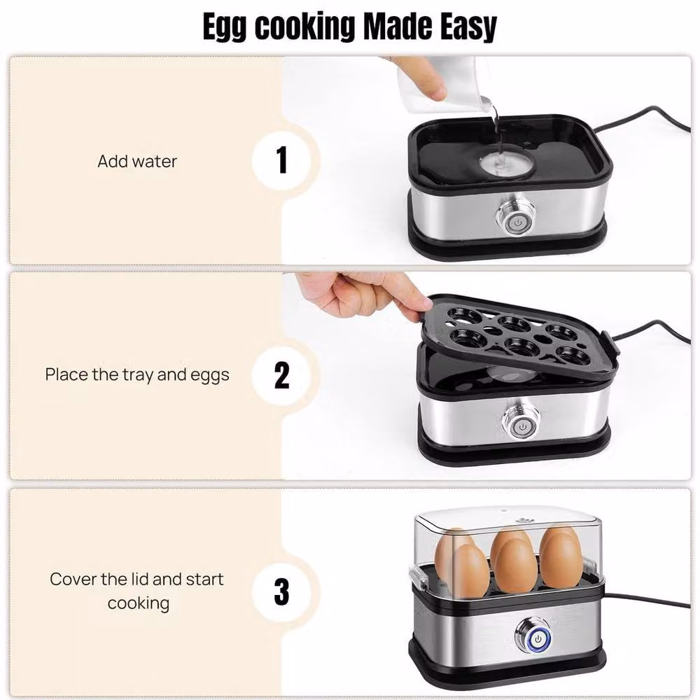 FLAVORA Electric Egg Boiler, Cooker, Poacher and Steamer in Silver – 4