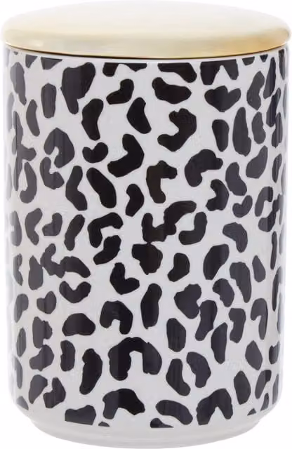 Orsina Large Stoneware Canister with Gold Reflective Lid, Black and White Airtight Container – 1