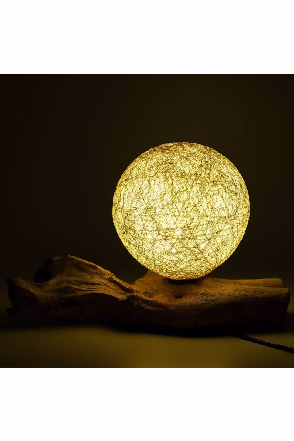 KDMD DriftGlow Cotton Wrap Tabletop Lamp with Beige Fabric Shade and Natural Wood Decor – 3