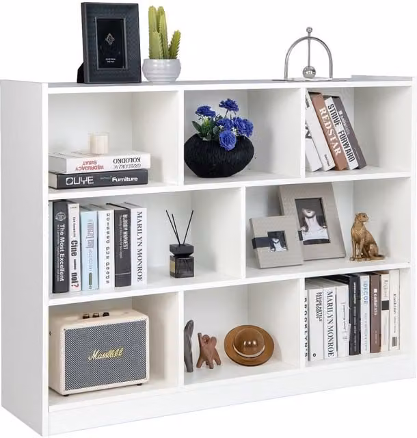 COSTWAY Modern White Cube Bookcase and Freestanding Open Storage Shelving Unit