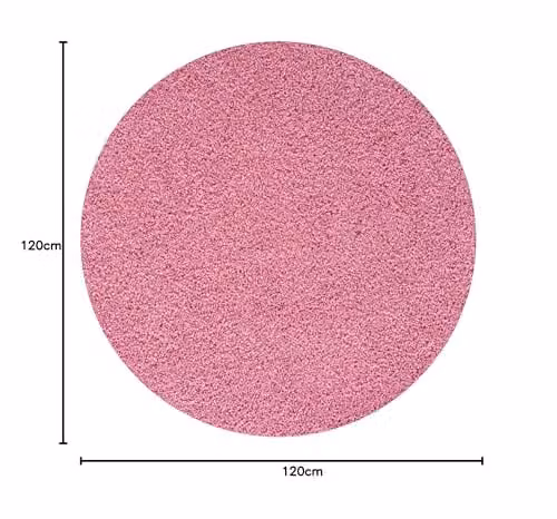 THE RUGS Pink Plain Shaggy Round Rug, Diameter: 120 cm – 2