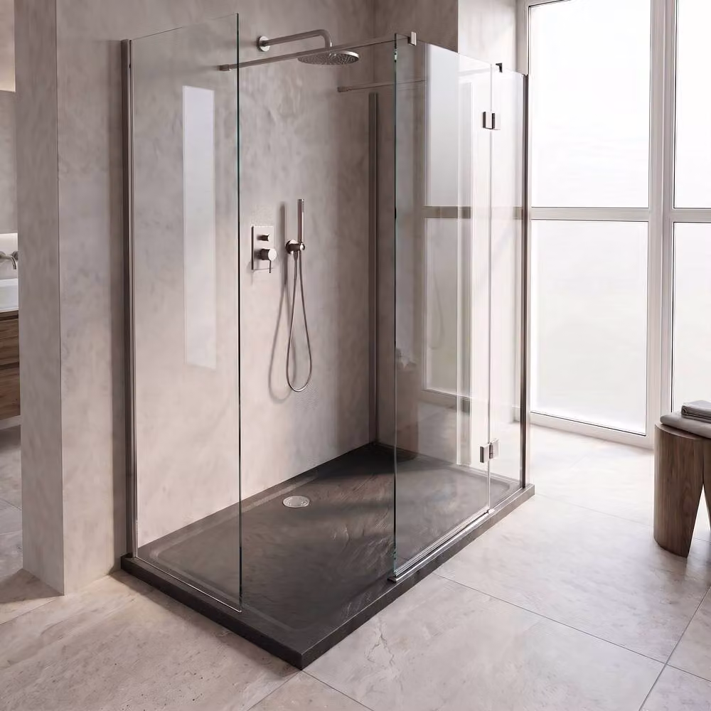 Balterley Black Rectangular Slate Effect Resin Shower Tray, W: 120 cm, D: 80 cm – 2