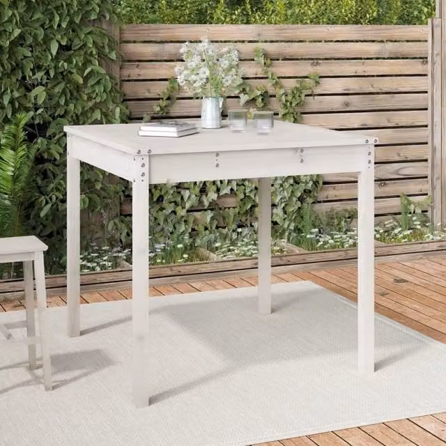 Berkfield Home White Solid Wood Pine Garden Table W/D/H: 82.5 x 82.5 x 76 cm – 1