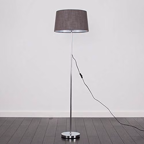 ValueLights Charlie Modern Grey and Chrome Floor Lamp with Cone Shade – 2