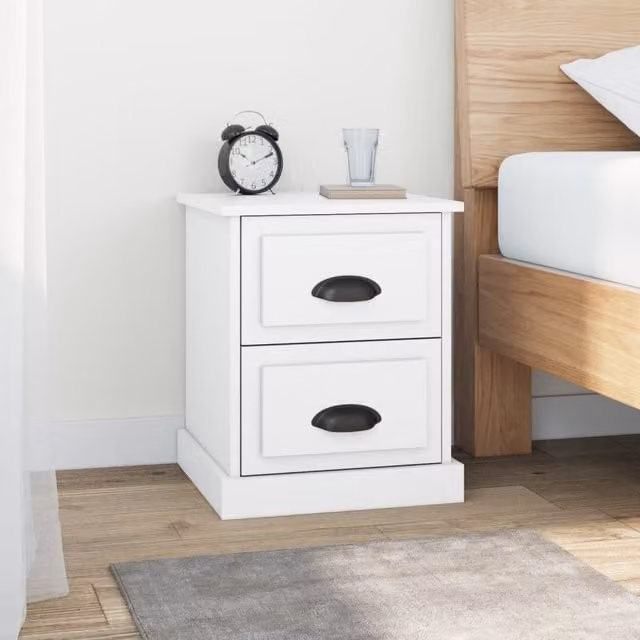 Berkfield Home White Bedside Cabinet W/D/H: 39 x 39 x 47.5 cm – 1