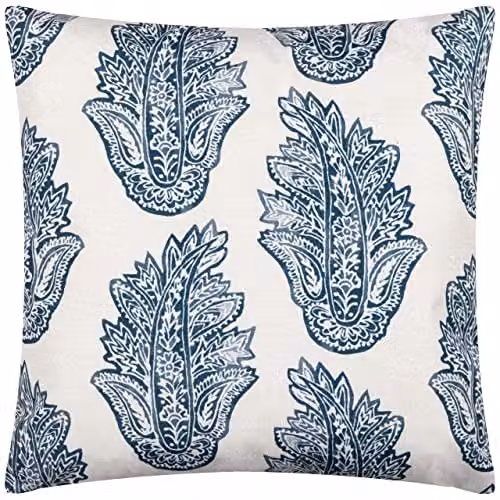 Paoletti Kalindi Paisley Floral Outdoor Polyester Filled Cushion, Blue, W/D/H: 43 x 43 x 43 cm – 2