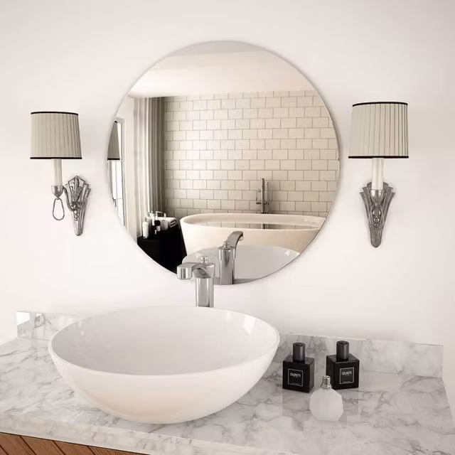 Berkfield Home Round Minimalist Glass Wall Mirror in Silver, Diameter: 60 cm – 1