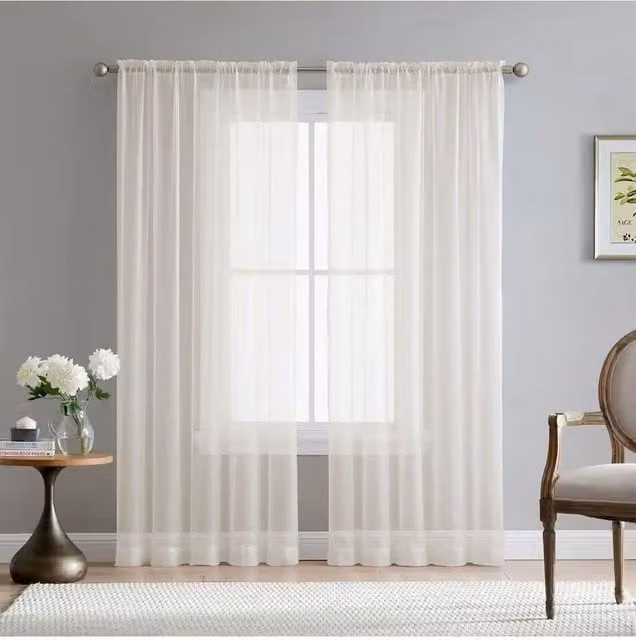 Garden Sanctuary White Sheer Voile Curtain Panel with Rod Pocket, W: 117 cm, H: 183 cm – 1
