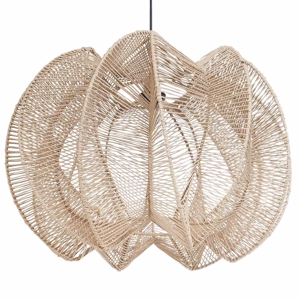 Wyld and Coco Boho Suspended Paper Rope Pendant Lamp in Beige – 2