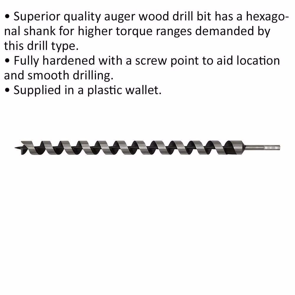 Loops Silver Hardened Auger Wood Drill Bit with Hexagonal Shank, Diameter: 32 mm, Length: 600 mm – 2