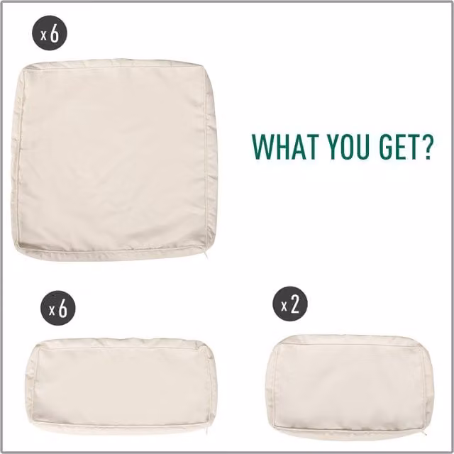 Outsunny 14 Replacement Cushion Covers with Zip Fastening, Washable Polyester, Cream/Beige/White