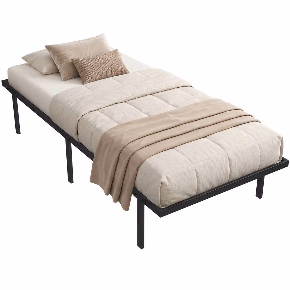 STILVORA Single Bed Frame with Storage Drawers, Black Metal, W/D/H: 90 x 190 cm – 3