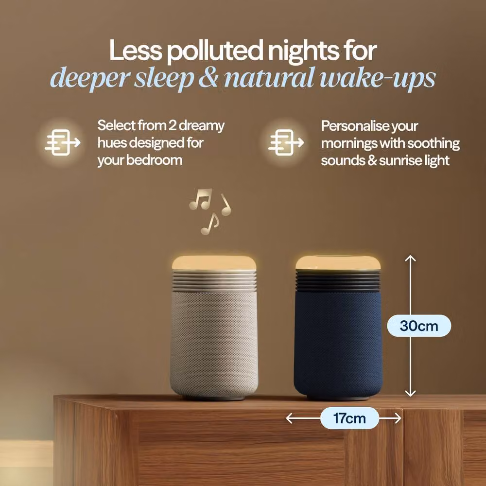 Blueair Mini Restful Sunrise Alarm Air Purifier with HEPA Filter and App Control in Navy Blue – 3