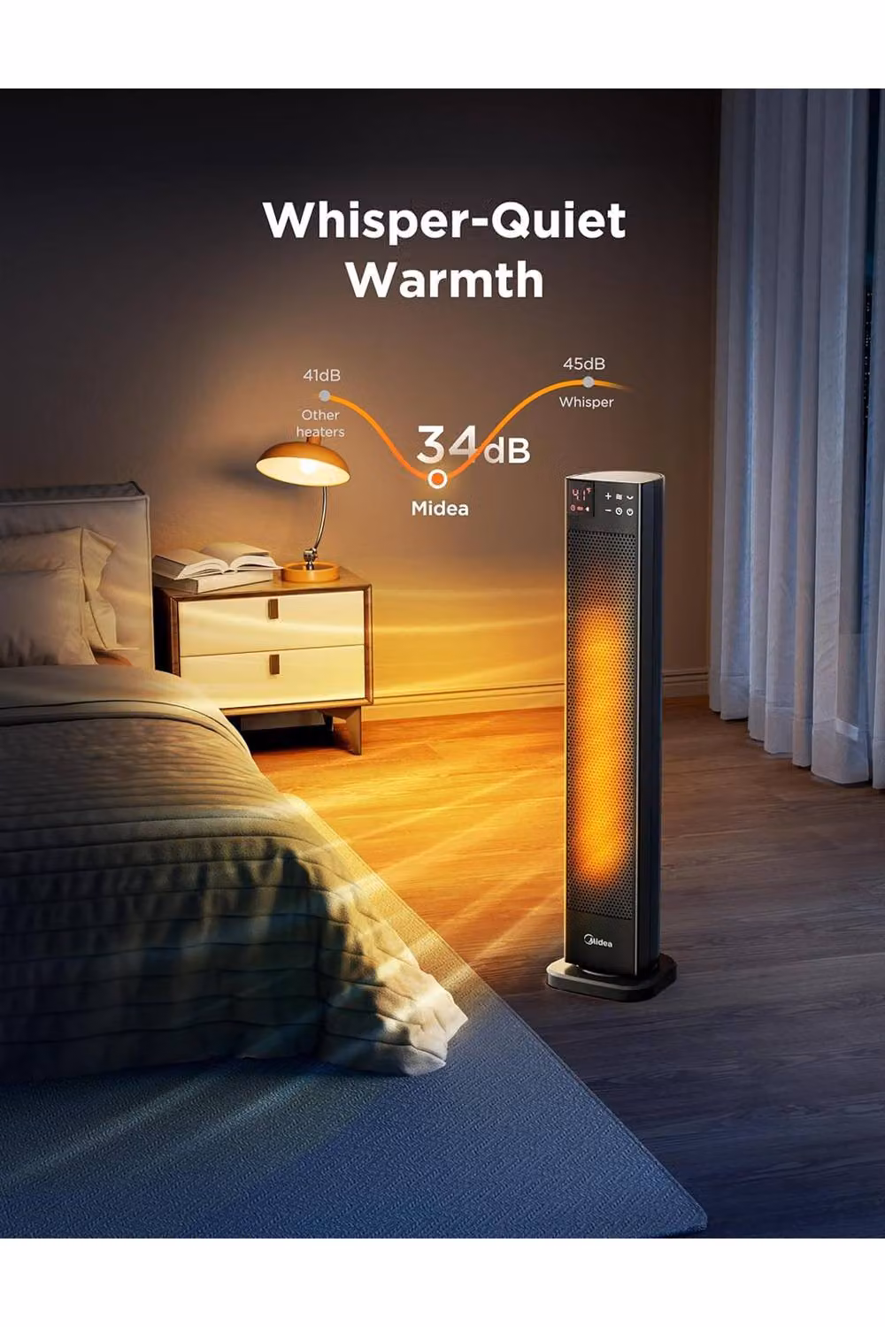 Living and Home 2000W Electric Portable Ceramic Tower Heater with Remote Control, 24H Timer and Thermostat, Black – 5
