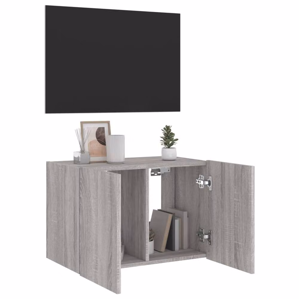 Berkfield Home TV Wall Cabinet with LED Lights in Grey Sonoma, W/D/H: 60 x 35 x 41 cm – 3