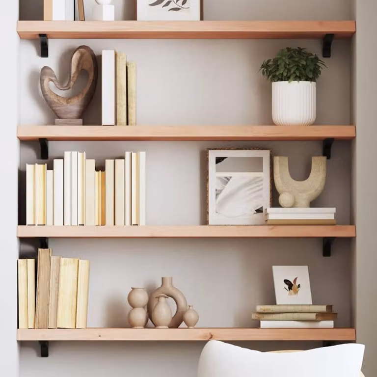 Berkfield Home Wall Shelf in Brown Untreated Solid Oak, W: 80 cm, D: 20 cm, H: 4 cm