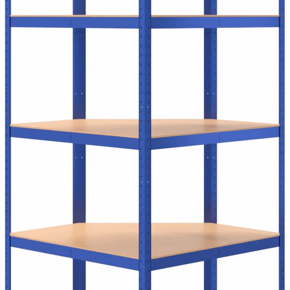 Berkfield Home 5-Layer Freestanding Corner Shelf in Blue Metal and Engineered Wood – 4