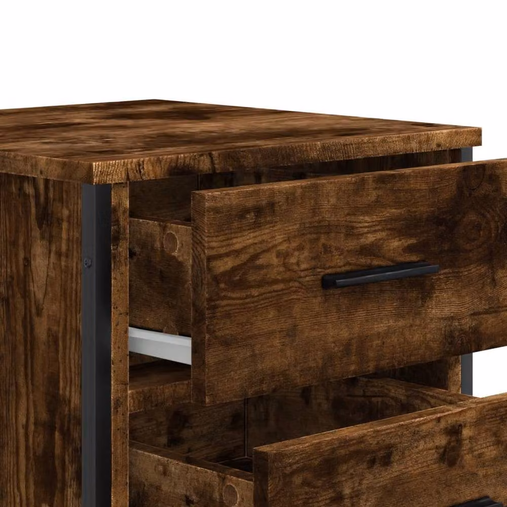 Berkfield Home Modern Bedside Cabinet in Smoked Oak Brown, W: 40 cm, D: 41 cm, H: 60 cm – 6