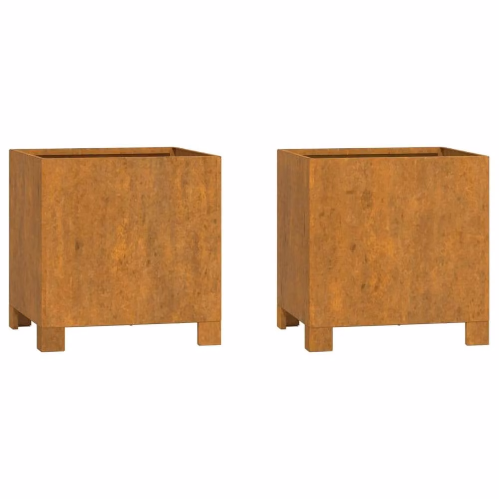 Berkfield Home Rusty Corten Steel Planters with Legs, 2 Pieces, Brown, W: 32 cm, D: 30 cm, H: 33 cm – 2