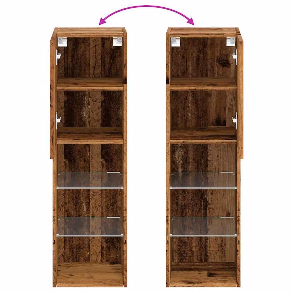 Berkfield Home Set of 2 TV Cabinets with LED Lights in Old Wood Brown, W/D/H: 30.5 x 30 x 102 cm – 5