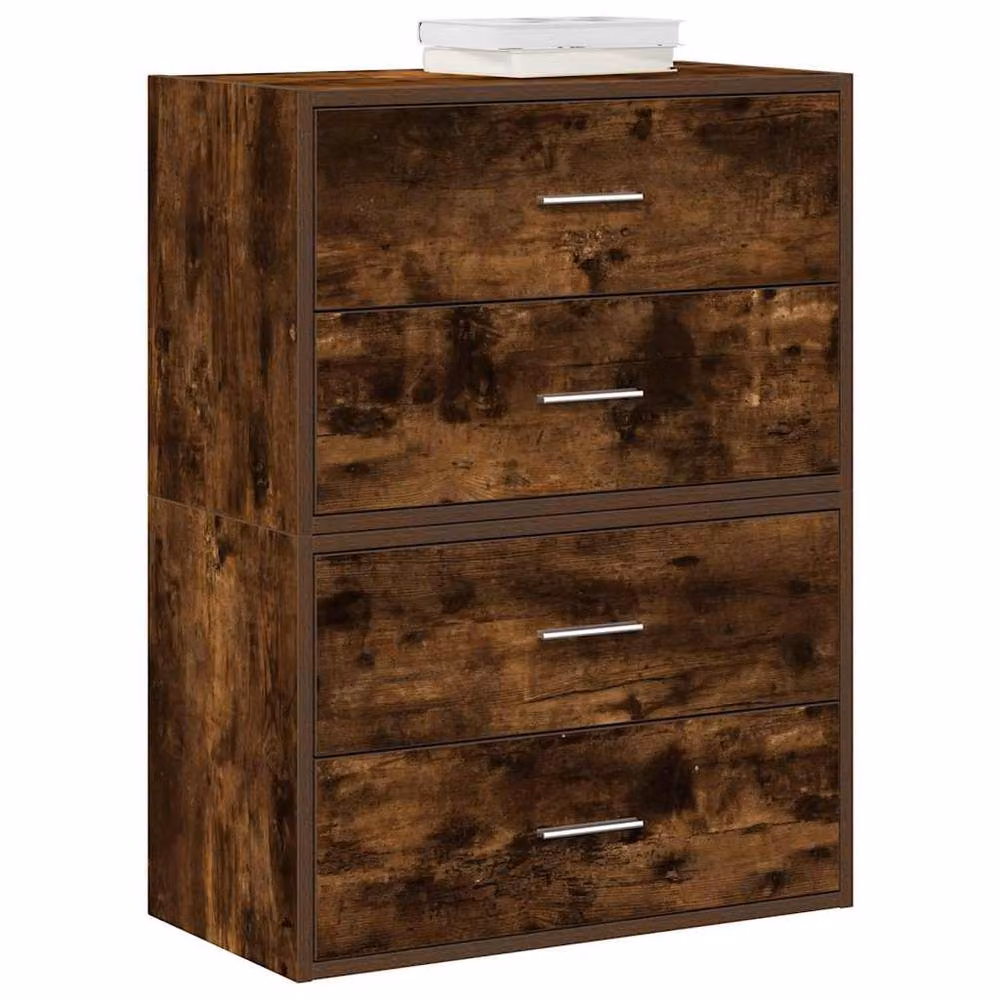 Berkfield Home Set of 2 Smoked Oak Cabinets with 2 Drawers in Brown, W/D/H: 60 x 31 x 40 cm – 2