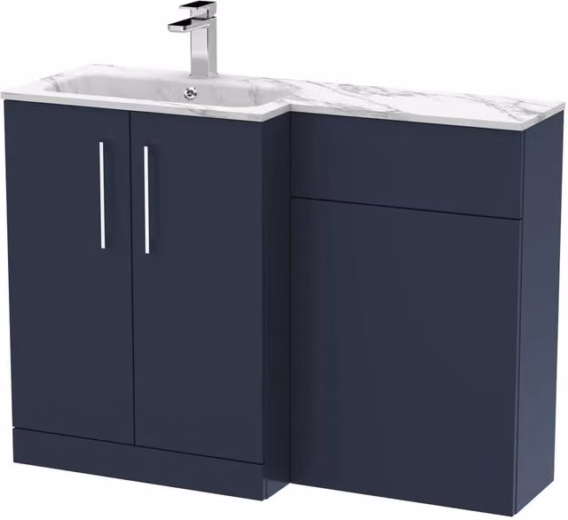 Balterley Bramshall 2 Door Left-Hand Combination Bathroom Unit in Blue and Stone, W: 110 cm