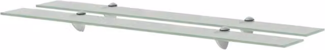 Berkfield Home Set of 2 Clear Glass Floating Shelves, W: 90 cm, D: 10 cm