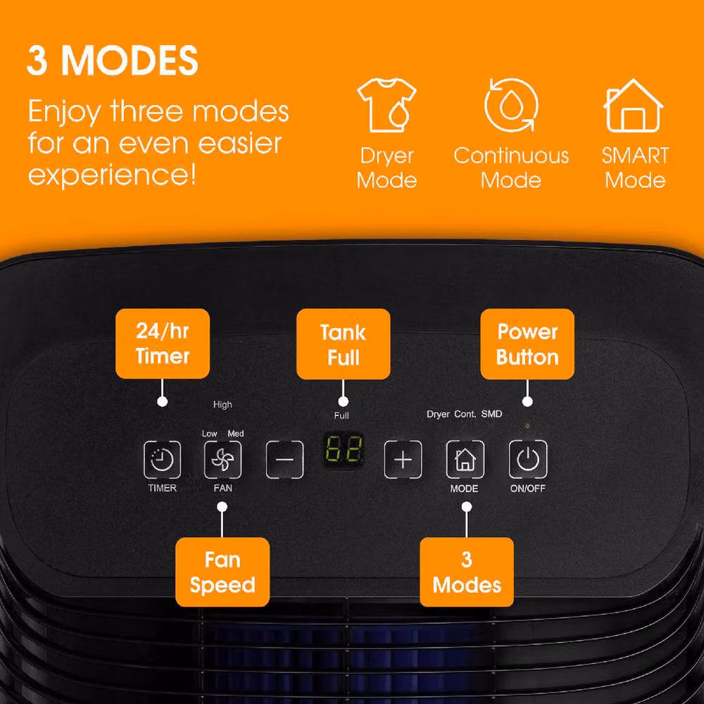 Abode ADH1601 Dehumidifier for Damp, Mould and Clothes Drying, 16 L/Day Capacity for Rooms up to 44m2, Black – 3