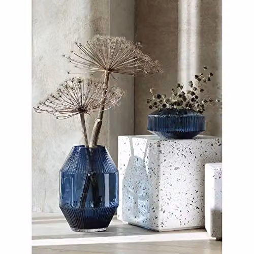 LSA International Rotunda Blue Glass Vase, Height: 37 cm, Width: 26.8 cm, Depth: 26.8 cm – 2
