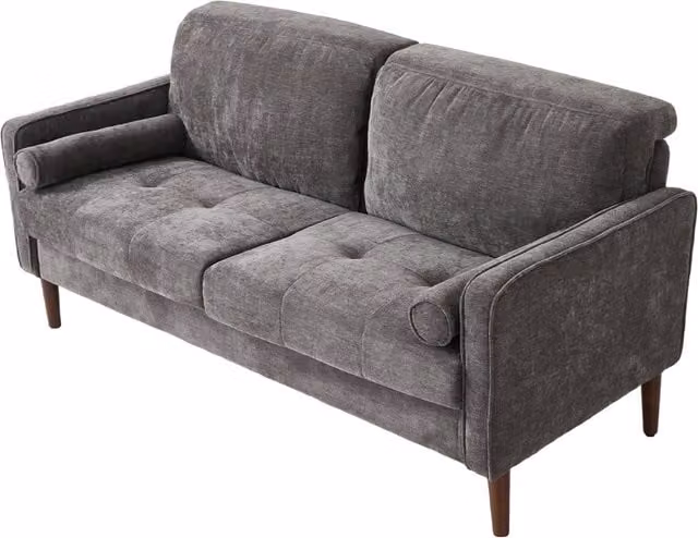Livingandhome Modern Two-Seater Upholstered Fabric Sofa in Grey