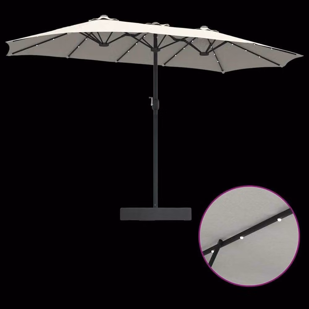 Berkfield Home Folding Garden Parasol in Sand, W/D/H: 385 x 209 x 244 cm – 5