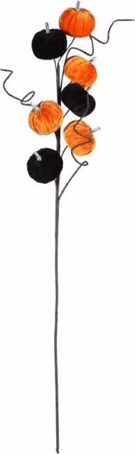 KDMD Black and Orange Velvet Pumpkin Pick for Halloween and Autumn, 2 Pack, Height: 70 cm
