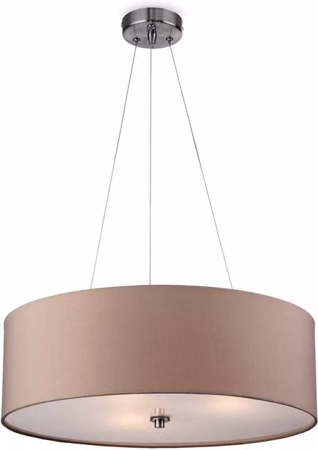Firstlight Phoenix 3 Light Round Fabric Ceiling Pendant in Taupe and Brown with E27 Bulbs