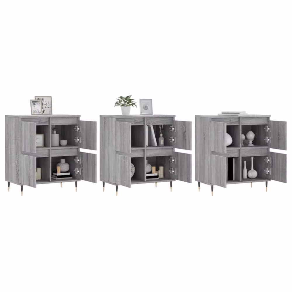 Berkfield Home 3-Piece Grey Sonoma Sideboard Set in Matt MDF – 3
