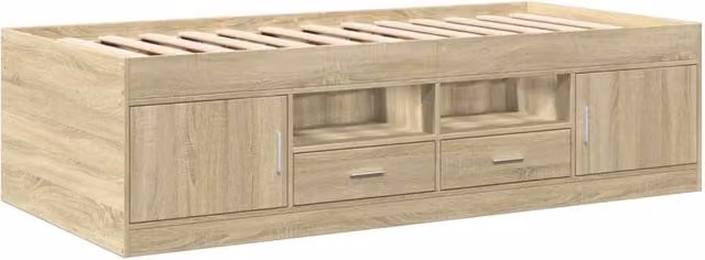 Berkfield Home Versatile Daybed with Drawers in Sonoma Oak, Brown, W/D/H: 200 x 100 x 52 cm