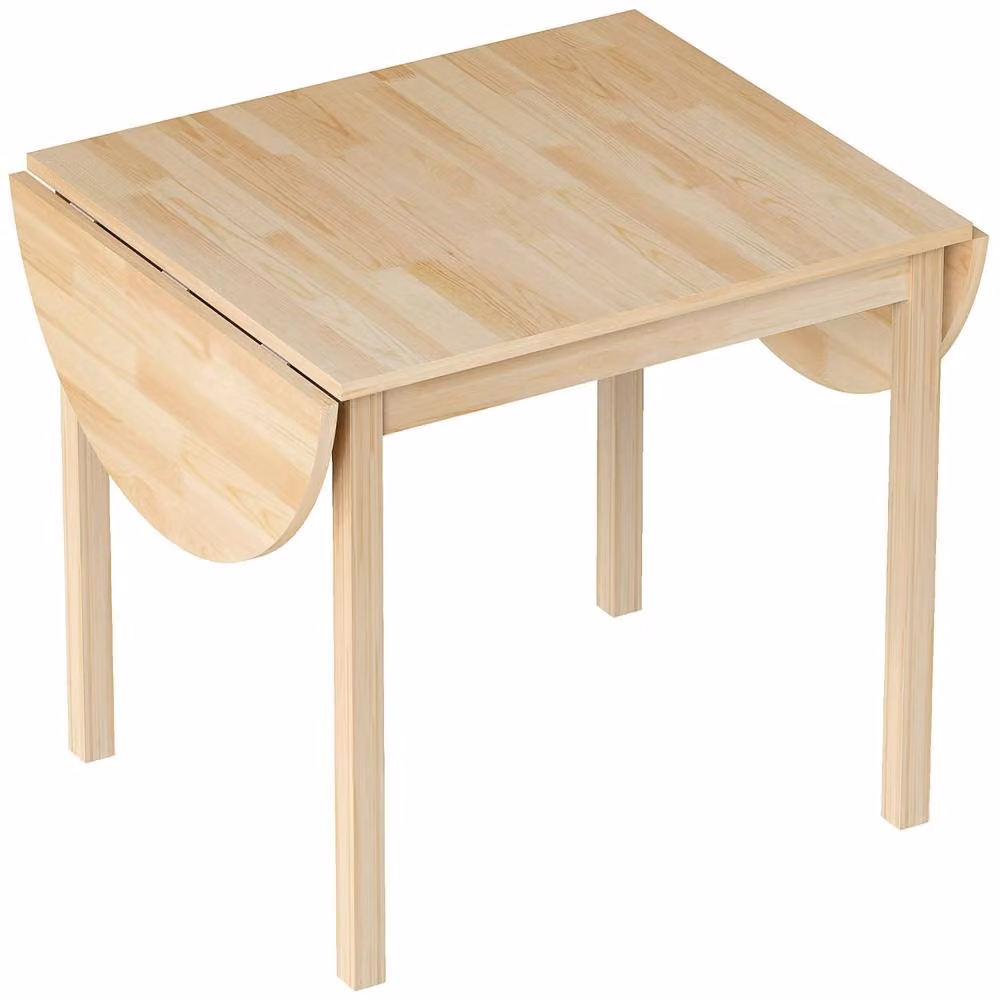 Wyld Haus Fico Pine Drop Leaf Dining Table in Natural Wood, Seats 4-6 – 2